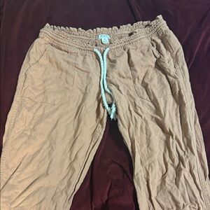 Roxy Beige Smocked Waist Pants